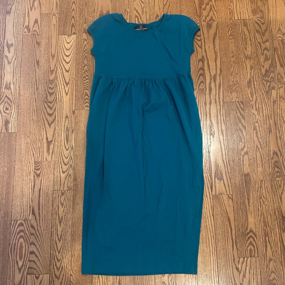 Carole Little Teal Midi Dress with Cap Sleeves